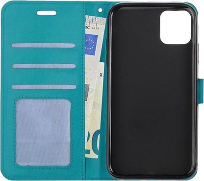Forterra iPhone 12 Mini Hoesje Bookcase Cover met Kaarthouder - Turquoise