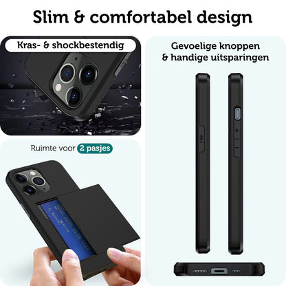 Forterra iPhone 11 Pro Hoesje Kaarthouder Hard Case Shockproof - Zwart
