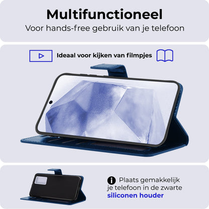 Forterra Samsung A55 Hoesje Bookcase Cover met Kaarthouder - Donkerblauw