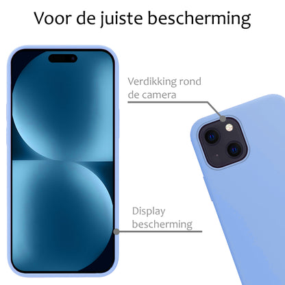 Forterra iPhone 15 Hoesje Siliconen Backcover Lichtgewicht - Lichtblauw