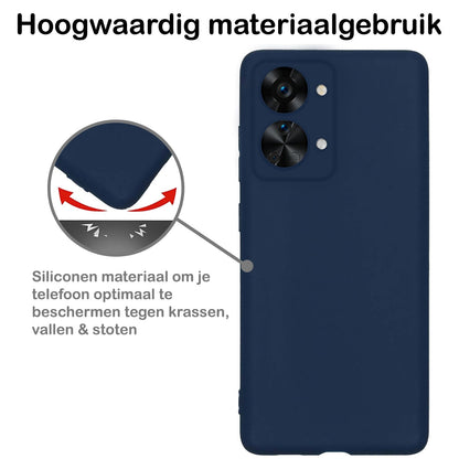 Forterra OnePlus Nord 2T Hoesje Siliconen Backcover Lichtgewicht - Donkerblauw
