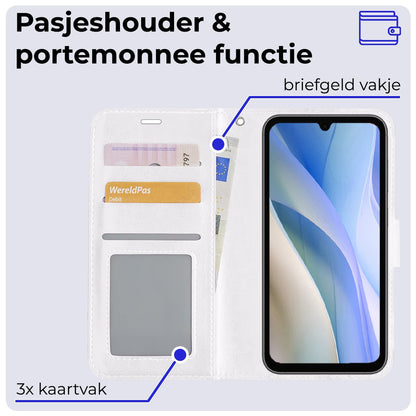 Forterra Samsung A15 Hoesje Bookcase Cover met Kaarthouder - Wit
