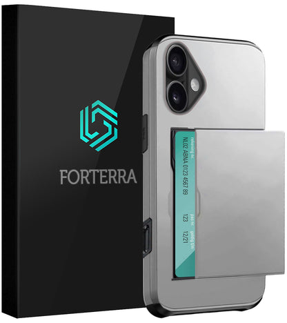 Forterra iPhone 17 Hoesje Kaarthouder Hard Case Shockproof - Grijs