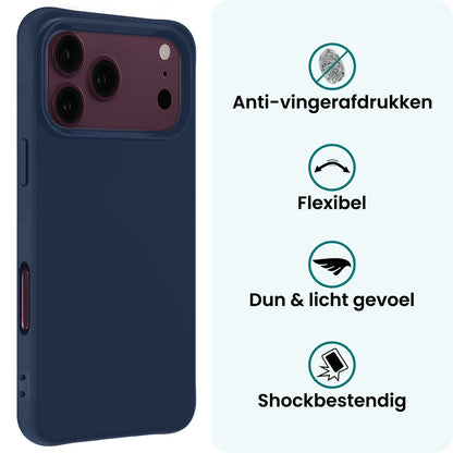 Forterra iPhone 18 Pro Max Hoesje Siliconen Backcover Lichtgewicht - Donkerblauw