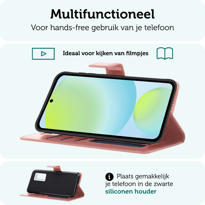 Forterra Samsung S24 FE Hoesje Bookcase Cover met Kaarthouder - Rosé goud