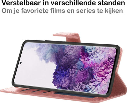 Forterra Samsung S20 Hoesje Bookcase Cover met Kaarthouder - Rosé goud