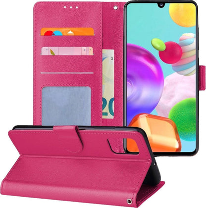 Forterra Samsung A41 Hoesje Bookcase Cover met Kaarthouder - Donkerroze