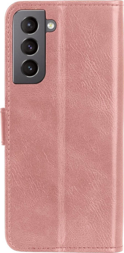 Forterra Samsung S21 Hoesje Bookcase Cover met Kaarthouder - Rosé goud