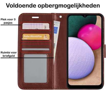 Forterra Samsung A02s Hoesje Bookcase Cover met Kaarthouder - Bruin