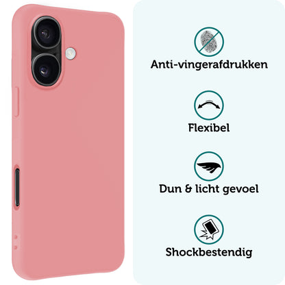 Forterra iPhone 16 Plus Hoesje Siliconen Backcover Lichtgewicht - Lichtroze