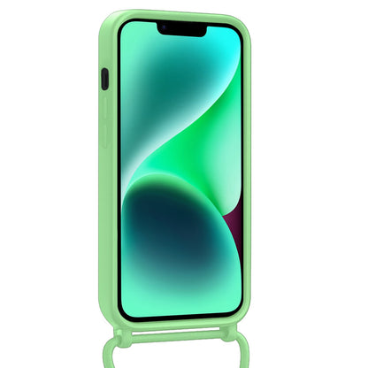 Forterra iPhone 13 Hoesje Met Telefoonkoord en Pasjeshouder Siliconen - Groen