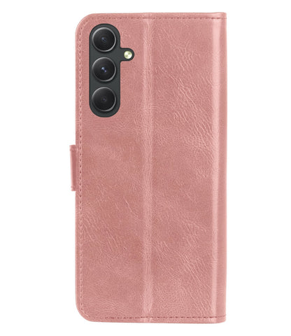 Forterra Samsung A34 Hoesje Bookcase Cover met Kaarthouder - Rosé goud