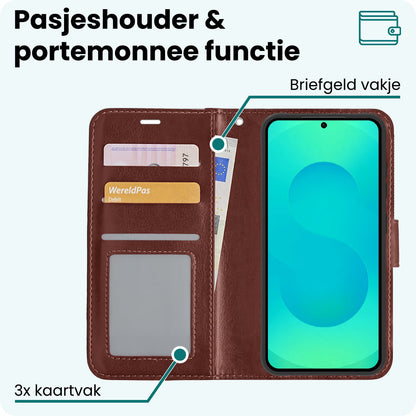 Forterra Samsung S25 Plus Hoesje Bookcase Cover met Kaarthouder - Bruin