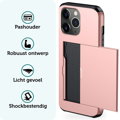 Forterra iPhone 11 Pro Hoesje Kaarthouder Hard Case Shockproof - Rosé goud