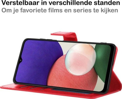 Forterra Samsung A22 4G Hoesje Bookcase Cover met Kaarthouder - Rood