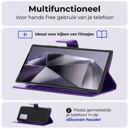 Forterra Samsung S24 Ultra Hoesje Bookcase Cover met Kaarthouder - Paars