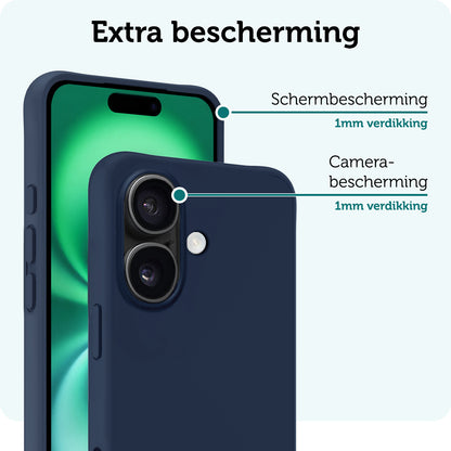 Forterra iPhone 16 Plus Hoesje Siliconen Backcover Lichtgewicht - Donkerblauw