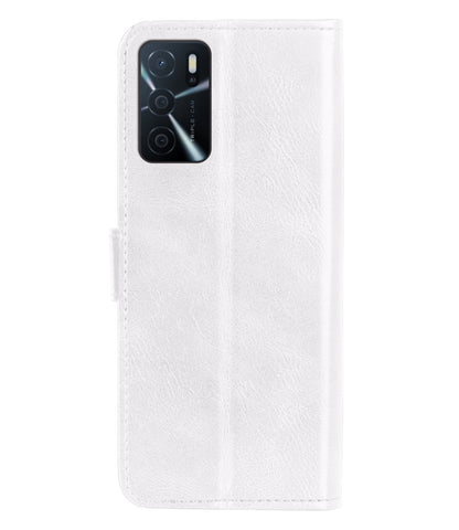 Forterra OPPO A16s Hoesje Bookcase Cover met Kaarthouder - Wit