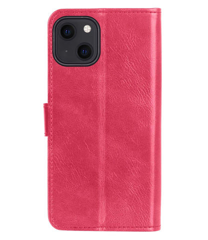 Forterra iPhone 13 Hoesje Bookcase Cover met Kaarthouder - Donkerroze