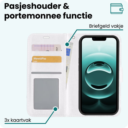 Forterra iPhone 16e Hoesje Bookcase Cover met Kaarthouder - Wit