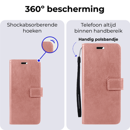 Forterra Google Pixel 8a Hoesje Bookcase Cover met Kaarthouder - Rosé goud