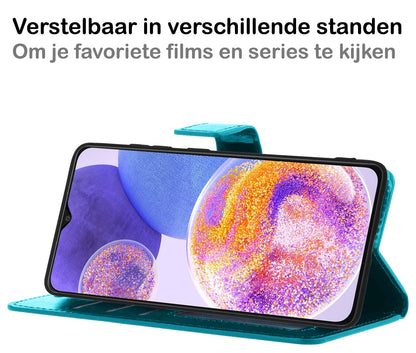 Forterra Samsung A23 Hoesje Bookcase Cover met Kaarthouder - Turquoise