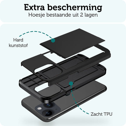 Forterra iPhone 14 Plus Hoesje Kaarthouder Hard Case Shockproof - Zwart