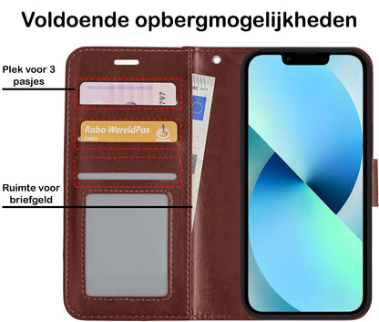 Forterra iPhone 13 Pro Max Hoesje Bookcase Cover met Kaarthouder - Bruin