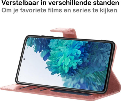 Forterra Samsung S20 FE Hoesje Bookcase Cover met Kaarthouder - Rosé goud