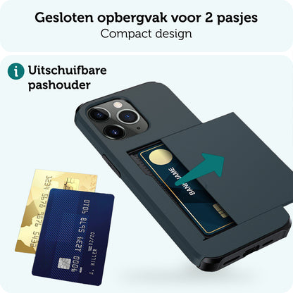 Forterra iPhone 11 Pro Max Hoesje Kaarthouder Hard Case Shockproof - Donkerblauw