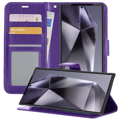 Forterra Samsung S24 Ultra Hoesje Bookcase Cover met Kaarthouder - Paars