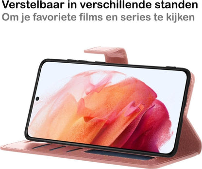 Forterra Samsung S21 Hoesje Bookcase Cover met Kaarthouder - Rosé goud