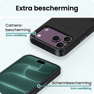 Forterra iPhone 18 Pro Hoesje Kaarthouder Hard Case Shockproof - Zwart