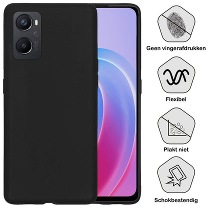 Forterra OPPO A76 Hoesje Siliconen Backcover Lichtgewicht - Zwart
