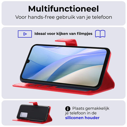 Forterra Samsung A15 Hoesje Bookcase Cover met Kaarthouder - Rood