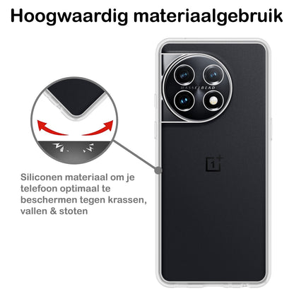 Forterra OnePlus 11 Hoesje Siliconen Backcover Lichtgewicht - Transparant