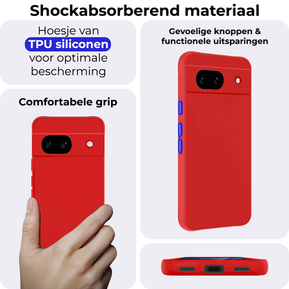 Forterra Google Pixel 8a Hoesje Siliconen Backcover Lichtgewicht - Rood
