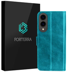 Forterra Samsung S25 Edge Hoesje Bookcase Cover met Kaarthouder - Turquoise