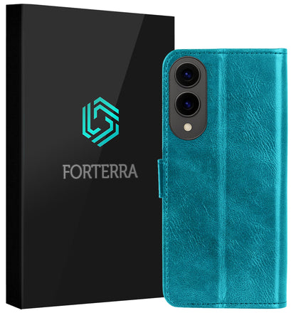 Forterra Samsung S25 Edge Hoesje Bookcase Cover met Kaarthouder - Turquoise
