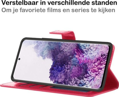 Forterra Samsung S20 Hoesje Bookcase Cover met Kaarthouder - Donkerroze