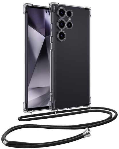 Forterra Samsung S24 Ultra Hoesje met Koord Backcover Shockproof - Transparant