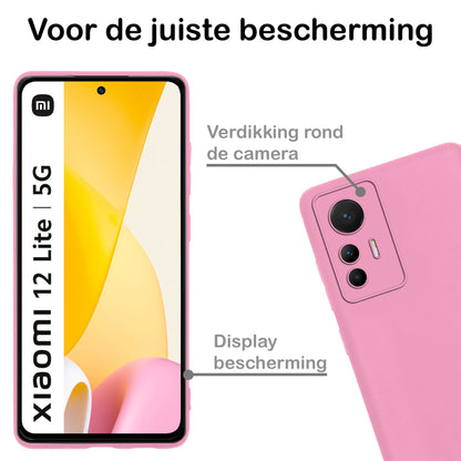 Forterra Xiaomi 12 Lite Hoesje Siliconen Backcover Lichtgewicht - Lichtroze