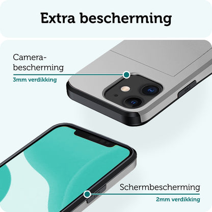 Forterra iPhone 11 Hoesje Kaarthouder Hard Case Shockproof - Grijs