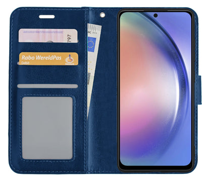 Forterra Samsung A54 Hoesje Bookcase Cover met Kaarthouder - Donkerblauw