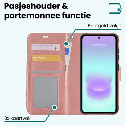 Forterra Samsung A37 Hoesje Bookcase Cover met Kaarthouder - Rosé goud