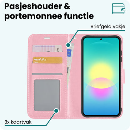 Forterra Samsung A27 Hoesje Bookcase Cover met Kaarthouder - Lichtroze