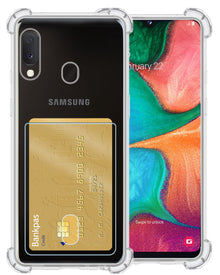 Forterra Samsung A20e Hoesje Kaarthouder Backcover Shockproof - Transparant