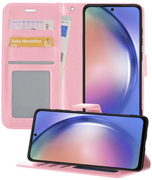 Forterra Samsung A54 Hoesje Bookcase Cover met Kaarthouder - Lichtroze