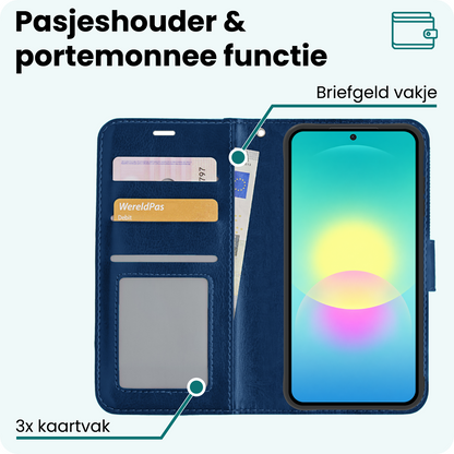 Forterra Samsung A27 Hoesje Bookcase Cover met Kaarthouder - Donkerblauw
