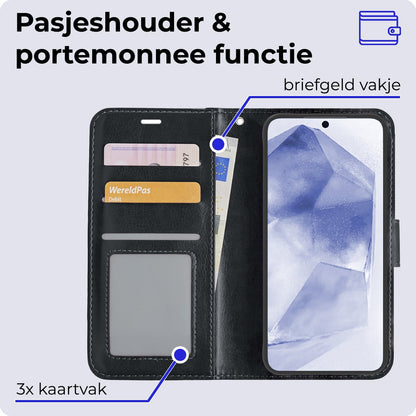 Forterra Samsung A55 Hoesje Bookcase Cover met Kaarthouder - Zwart